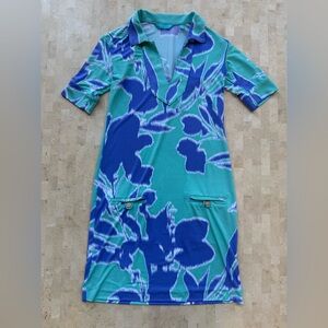 TORI RICHARD Honolulu Turquoise Purple Ikat Dress Slinky Stretch Women's XXS